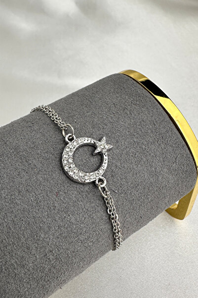 Modex Crystal Stone Embroidered Moon Star Bracelet (17+5cm)