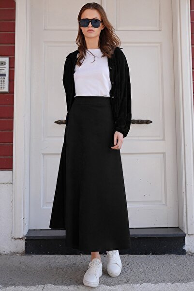 VAGGON Μίντι φούστα με υφή σουέτ με φαρδιά κοπή