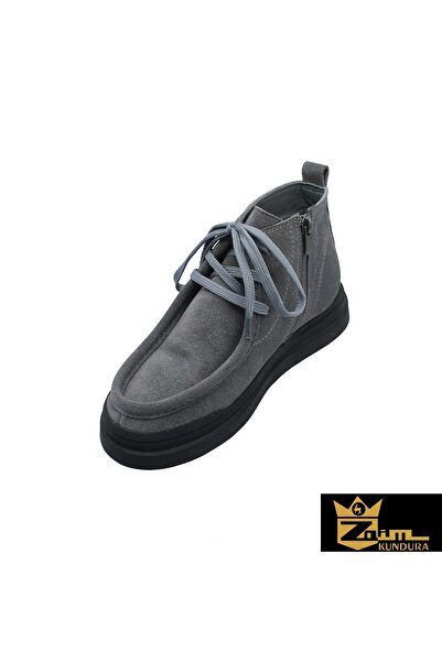 Zaim Kundura Women's Gray Genuine Suede Boots 505320061-1