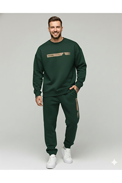 NİCE Σετ αθλητικής φόρμας Premium με κουκούλα O oversized από την Three Thread Compact Inner Cotton Future B με τύπωμα