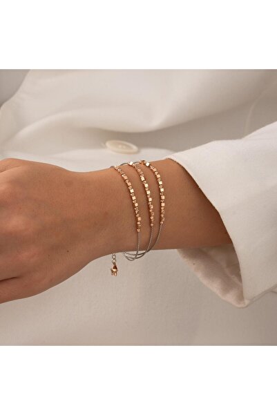 H.M Hakan Mücevherat Dorikalı Üç Sıra 14 Ayar Rose Altın Bileklik