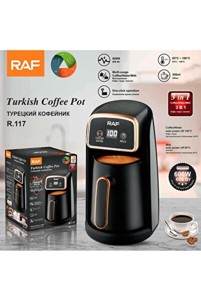 raf 3-in-1 Turkish Coffee Maker R.117 – 600W Digital Electric Coffee, Water & Milk Heater (300ml)