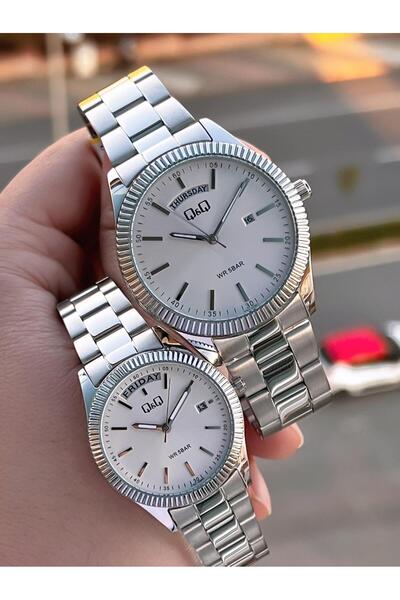 Q&Q Steel Cord 2 Years Warranty 3 Atm Water Resistant Wristwatch Special for Lovers and Couples Qq.Cf001.2