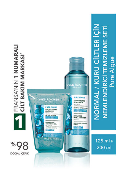 Yves Rocher Normal ve Kuru Ciltler İçin Nemlendirici Temizleme Seti- Pure Algue