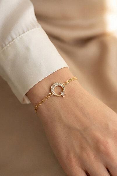 Modex Crystal Stone Embroidered Moon Star Bracelet (17+5cm)