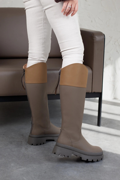 Adım Adım Γυναικείες μπότες με χοντρή σόλα με φερμουάρ στην πλάτη