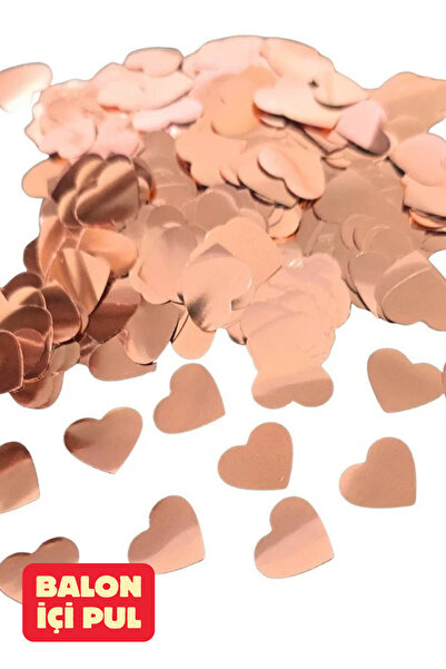 Baloncu Dede Rose Gold Kalp Desenli Balon İçi Konfeti Pul Parçaları Balon Süs...