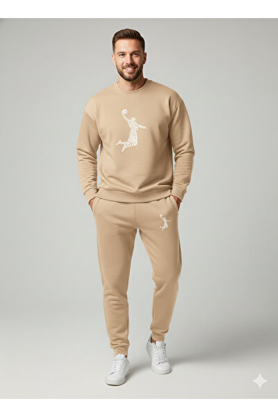 NİCE Σετ αθλητικής φόρμας Three Thread Compact Crew Neck Inside Cotton Basketballer B με τύπωμα Premium O oversized