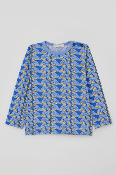 Breeze Baby Boy Pajama Set Color Triangle 9 Months-3 Years, Light Blue