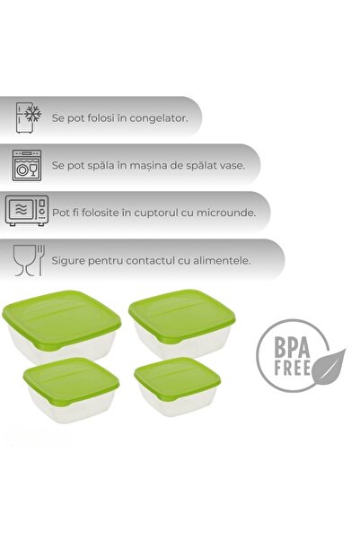 HOBBY LİFE Set of 4 food casseroles, Transparent, 500ml, 900ml, 1500ml, 2500ml