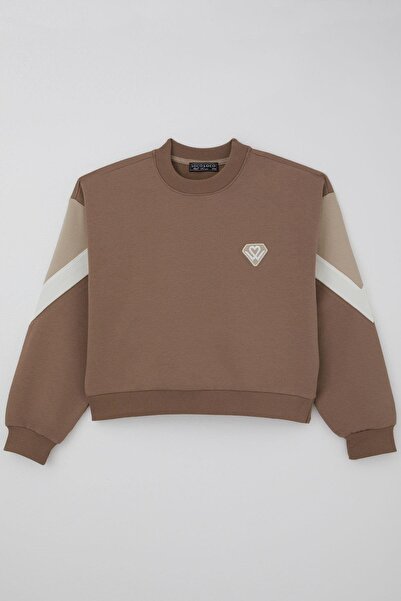 LOCO LOCO KIDS Locoloco Girl's Tracksuit Set with Emblem, Cargo Pocket Pieces, Elastic Waist and Cuffs, Ages 9-14, Brown