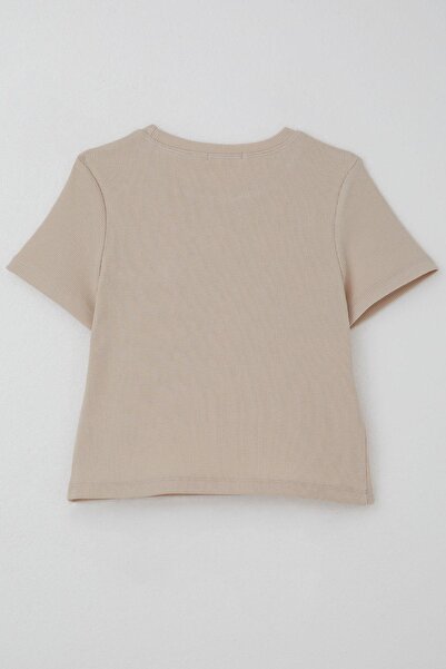 Breeze Μπλουζάκι για κορίτσια με λουλουδάτα αξεσουάρ και λεπτομέρεια με πέρλες, ηλικία 9-14 ετών, μπεζ