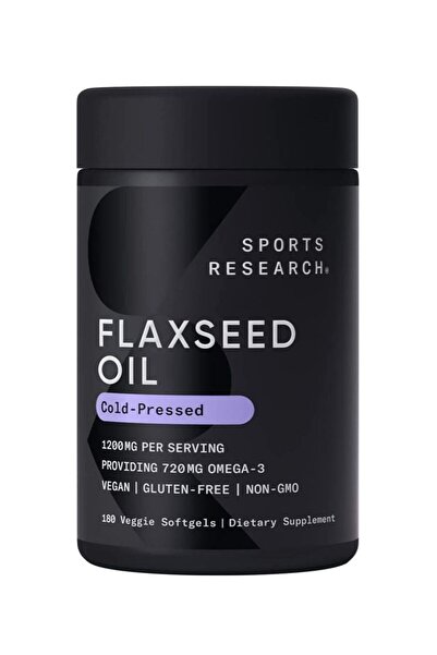 Sports Research زيت بذور الكتان النباتي 1200 ملغ مع أوميغا 3 النباتي، 180 كبس...