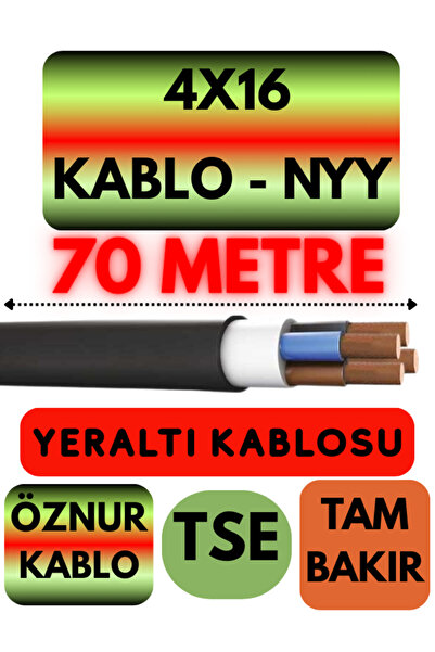 Avarson Öznur 4X16 NYY (Yeraltı Kablosu) Metre Seçenekli 70 METRE