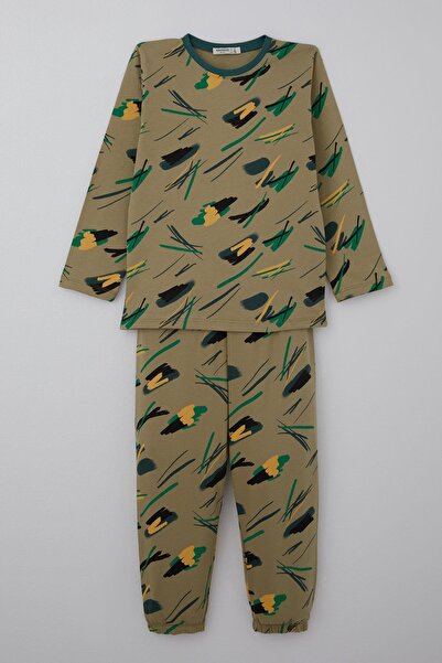 Breeze Boy's Pajama Set Sleepy Brush 4-8 Years Old, Khaki Green