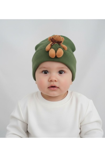 gigigiyim Unisex Baby Beanie with Furry Teddy Bear Detail