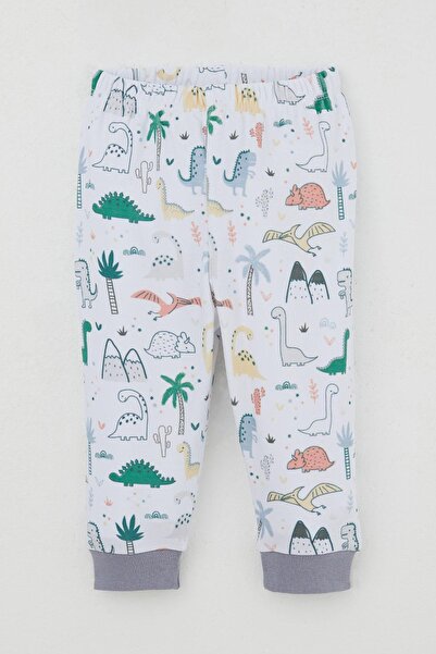 Breeze Baby Boy Tracksuit Set with Shoulder Patches, Cute Dinosaurs Pattern, 4 Months-1 Year Old, White