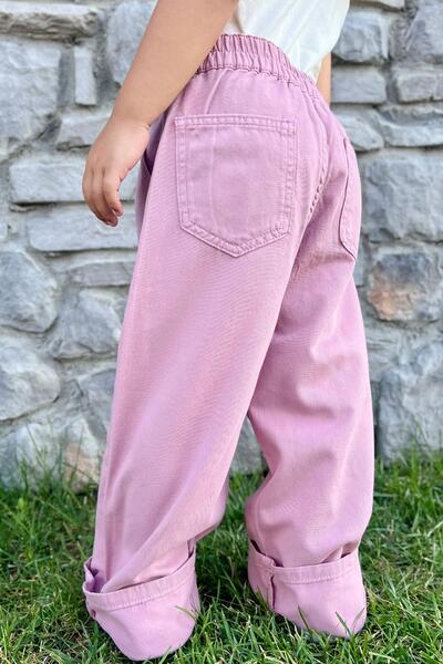 Breeze Παντελόνι Gabardine για κορίτσια με φαρδύ πόδι και ελαστική μέση 5-9 ετών, Dusty Rose