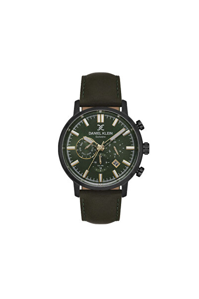 Daniel Klein ساعة جلدية خضراء داكنة فاخرة للرجال DK.1.14229-5