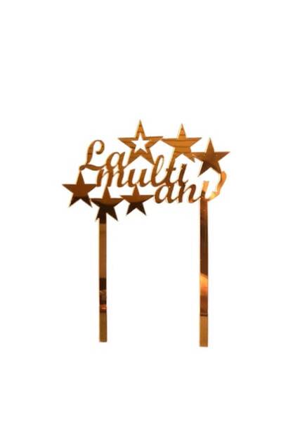 OEM Decor tort „La mulți ani”, stea, auriu