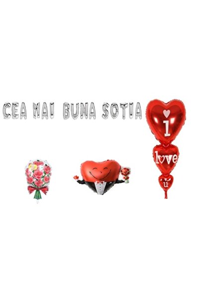 OEM Set de baloane „Cea mai bună soție”, cadou pentru decor tort, 18 buc, arg...