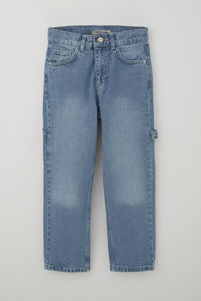 Breeze Pantaloni din denim pentru băieți, model Carpenter, 5-9 ani, albastru deschis