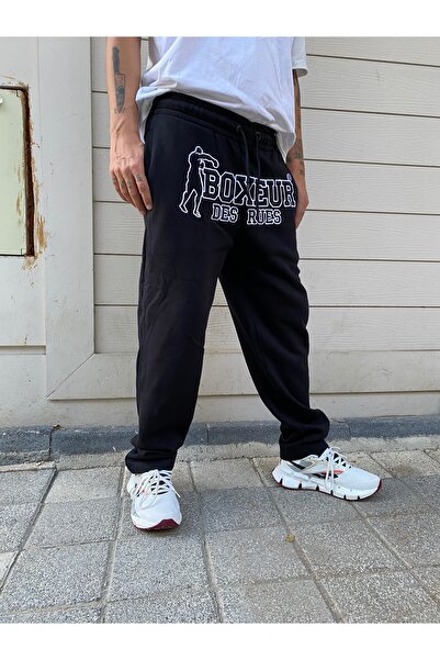 Boxeur Des Rues Black Sweatpants with Embroidery Details