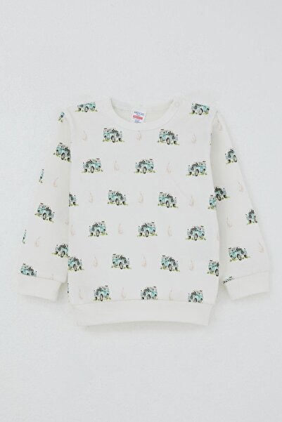 Breeze Baby Boy Pajama Set with Shoulder Patches, Adventure Themed Little Explorer, 4 Months-1 Year, Ecru