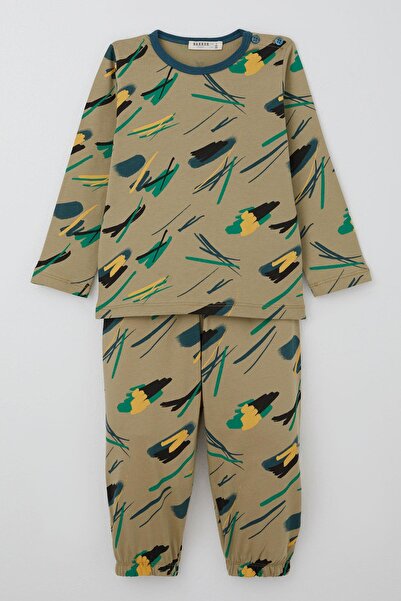 Breeze Baby Boy Pajama Set Colorful Brush Stroke 9 Months-3 Years, Khaki Green