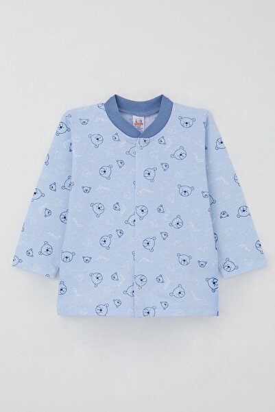 Breeze Baby Boy Pajama Set with Cute Teddy Bear Figure and Star Pattern, 4 Months-1 Year Old, Blue