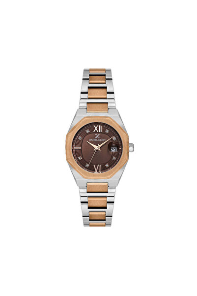 Daniel Klein Premium Silver and Rose Gold Stainless Steel Watch for Women DK....