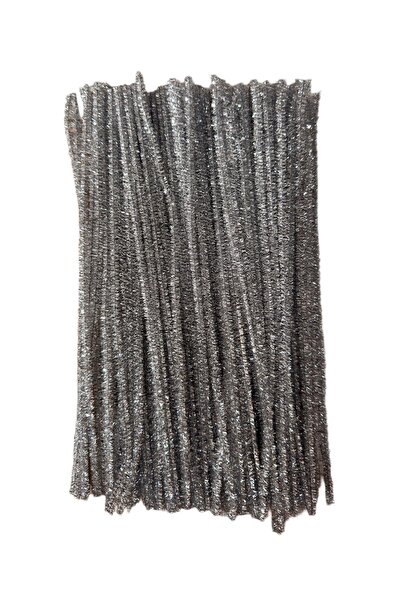 W-Design 25 Adet - Gümüş Renkli Simli Şönil, Eğitici Şönil Seti, Tüylü Tel, 30 cm