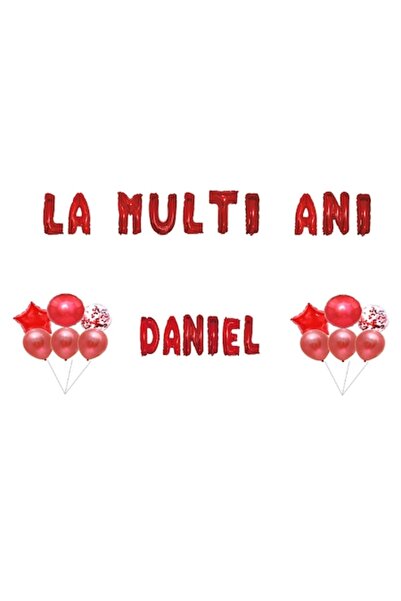 OEM Balloons Set 'Happy Birthday Daniel', Cake Topper, Red, 35 pcs