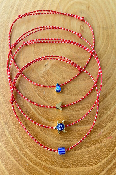 Shepidi 4-Piece Butterfly Evil Eye Bead Bracelet with Turtle Object and Marteniçka Luck Bracelet