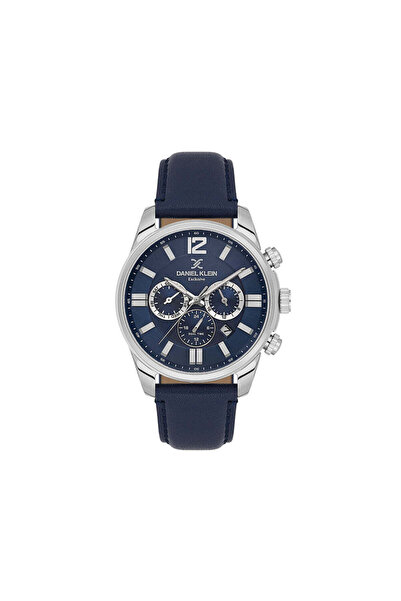 Daniel Klein Exclusive Dark Blue Leather Watch for Men DK.6.14231-3