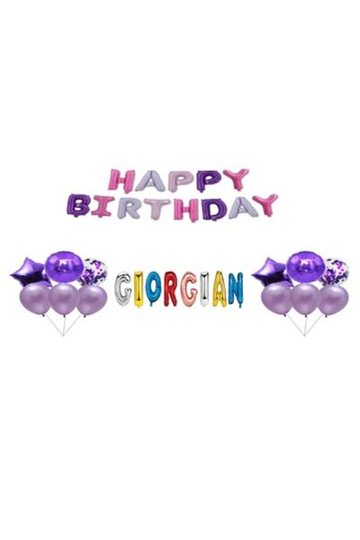 OEM Комплект балони „Честит рожден ден“ в георгиански стил, украса за торта, ...