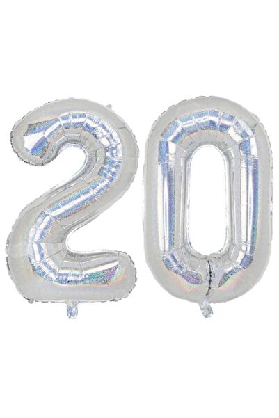 OEM Set de 2 baloane folie cu numere, ESB, holografice, aniversare 20 de ani,...