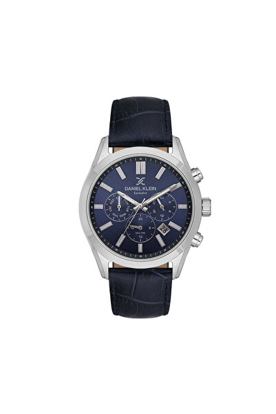 Daniel Klein Exclusive Dark Blue Leather Watch for Men DK.1.14212-3