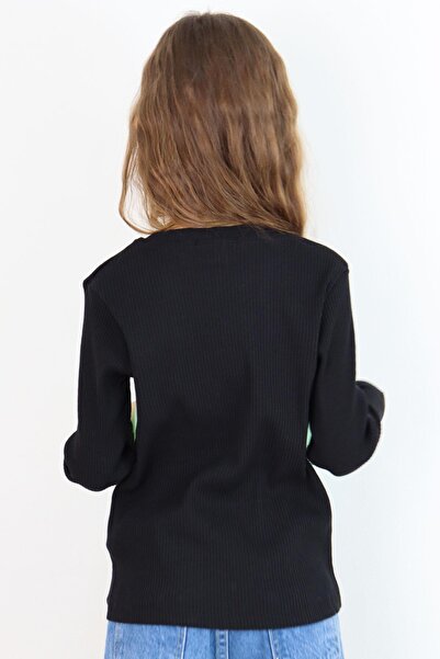 Breeze Μακρυμάνικο μπλουζάκι για κορίτσια με κορδόνια και φιόγκο, ηλικία 5-10 ετών, μαύρο