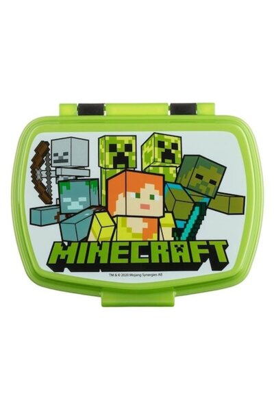 Lumi LUXURY Plastic Lunchbox Black Lime Green Minecraft for Kids 630ml