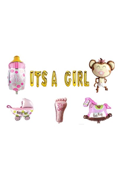 OEM Set baloane Its A Girl cu decor pentru tort, 18 buc, auriu