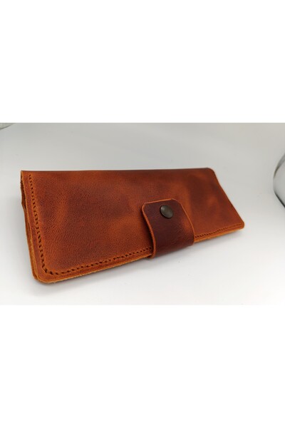 Mahfuz Crazy Hors Leather Fully Handcrafted Wallet 4 Card Holders 2 Large Spaces 20X19,5 Open Condition Nlu102