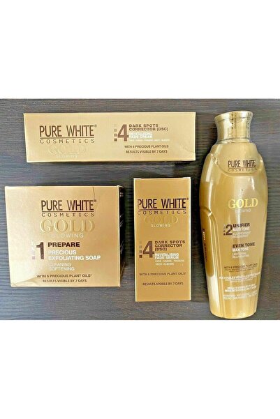 Pure White Cosmetics AROOSH (FZE) لوشن متوهج من الذهب الأبيض النقي مجموعة كام...