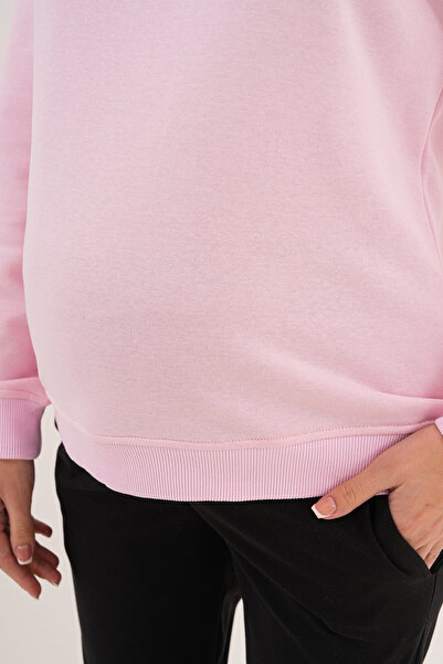 Miss Dünya Lissa Crew Neck 100% Cotton Maternity and Postpartum Basic Sweatshirt