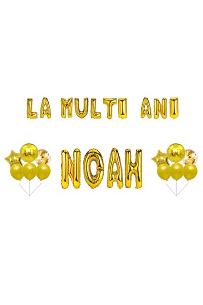 OEM Σετ μπαλονιών «Happy Birthday Noah» για διακόσμηση τούρτας, χρυσό, 35 τεμ.