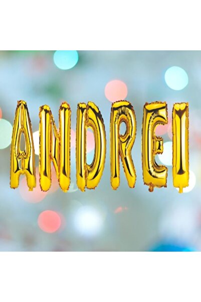 OEM Set de baloane cu litere „Andrei”, aurii, Wili Topper Rom, 40 cm