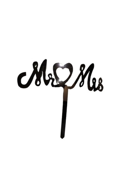 OEM Decor tort Mr & Mrs pentru nuntă, negru, 14 cm