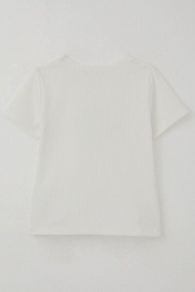 Breeze Κοριτσίστικο μπλουζάκι με πέτρινη λεπτομέρεια καρδιά με τύπωμα 8-14 ετών, εκρού