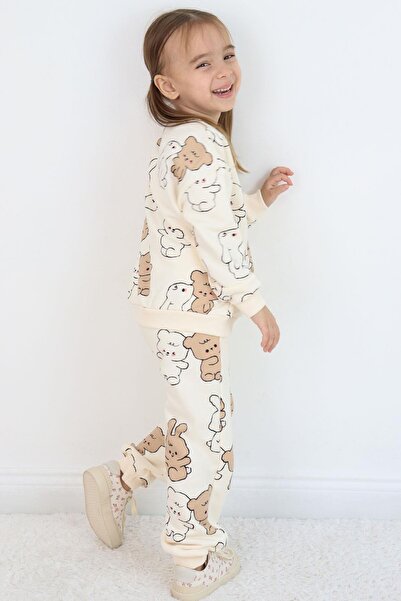 Breeze Κοριτσίστικο Σετ Φόρμας Cute Friends 4-8 ετών, Κρεμ