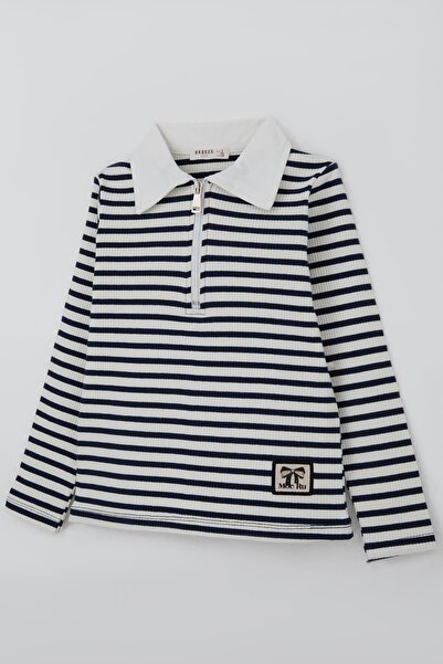 Breeze Μακρυμάνικο μπλουζάκι για κορίτσια με λεπτομέρεια με φερμουάρ, ηλικία 8-14 ετών, λευκό